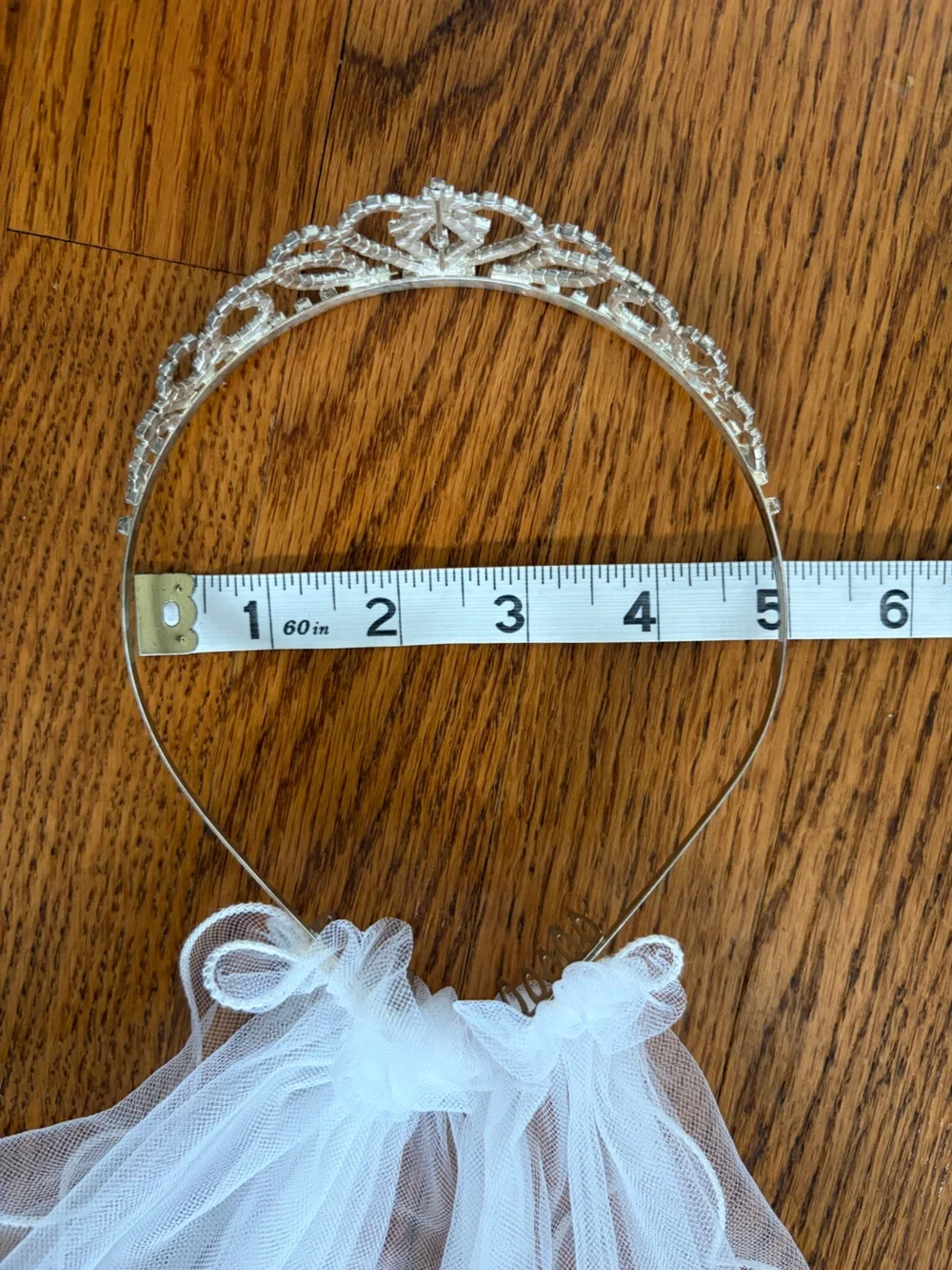 Flower Girl First Communion Veil Headband with Rhinestone Crown